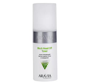 tonik ochishchayushchij protiv chernyh tochek i komedonov dlya zhirnoj i problemnoj kozhi black head off toner 150 ml aravia professional rossiya