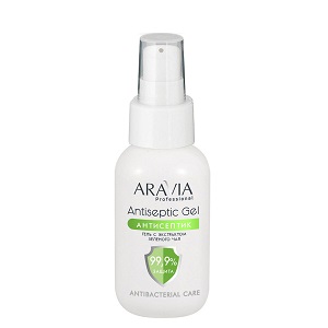 gel antiseptik dlya ruk s ekstraktom zelenogo chaya gel antiseptic 50 ml aravia professional rossiya
