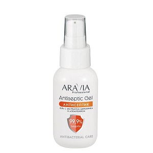 gel antiseptik dlya ruk s ekstraktom shipovnika i allantoinom gel antiseptic 50 ml aravia professional rossiya