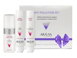 nabor dlya ochishcheniya i zashchity kozhi anti pollution set nabor 3 predmeta aravia professional rossiya