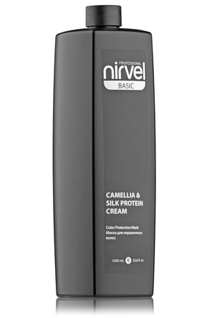 maska blesk dlya okrashennyh volos s ekstraktom kamelii i proteinami shelka mask shine color protection camellia silc protein 1000 ml nirvel ispaniya