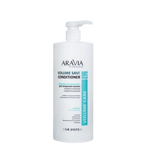 balzam kondicioner dlya pridaniya obema tonkim i sklonnym k zhirnosti volosam volume save conditioner 1000 ml aravia professional rossiya