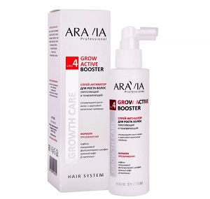 sprej aktivator dlya rosta volos ukreplyayushchij i toniziruyushchij grow active booster 150 ml aravia professional rossiya