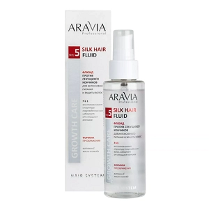 flyuid protiv sekushchihsya konchikov dlya intensivnogo pitaniya i zashchity volos silk hair fluid 110 ml aravia professional rossiya