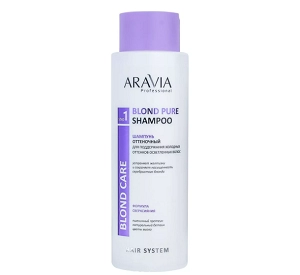 shampun ottenochnyj dlya podderzhaniya holodnyh ottenkov osvetlennyh volos blond pure shampoo 400 ml aravia professional rossiya