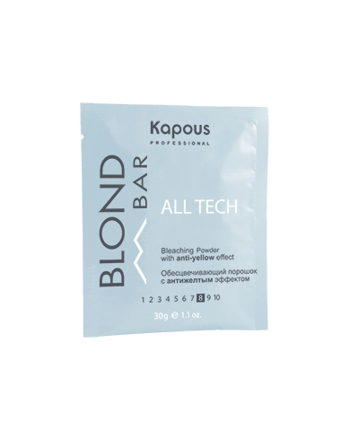 obescvechivayushchij poroshok dlya volos all tech s antizheltym effektom serii blond bar 30 gr kapous professional rossiya