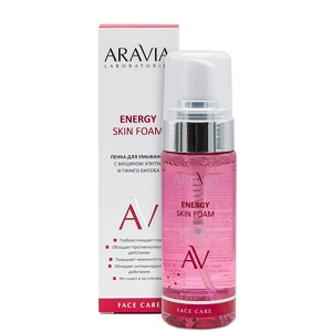 penka dlya umyvaniya s mucinom ulitki i ginkgo biloba energy skin foam 150 ml aravia laboratories rossiya