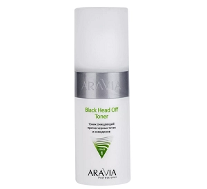 tonik ochishchayushchij protiv chernyh tochek i komedonov dlya zhirnoj i problemnoj kozhi black head off toner 150 ml aravia professional rossiya