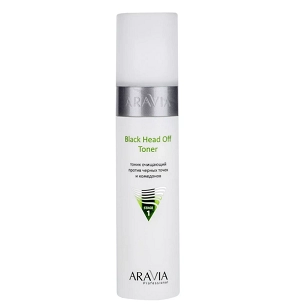 tonik ochishchayushchij protiv chernyh tochek i komedonov dlya zhirnoj i problemnoj kozhi black head off toner 250 ml aravia professional rossiya