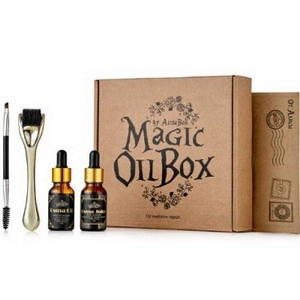 kompleks dlya vosstanovleniya rosta volos brovej i resnic quotmagic oil boxquot nabor 4 predmeta my henna rossiya