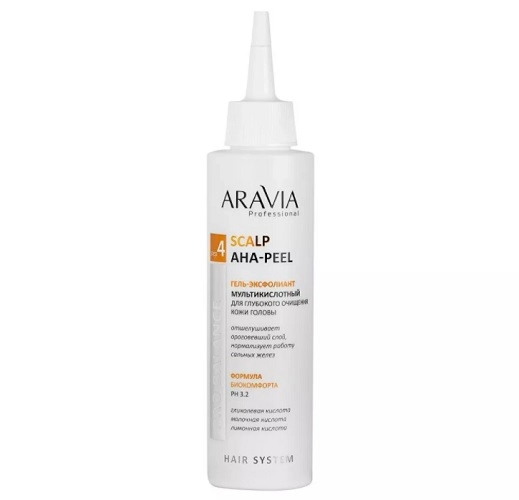 gel eksfoliant multikislotnyj dlya glubokogo ochishcheniya kozhi golovy scalp aha peel 150 ml aravia professional rossiya