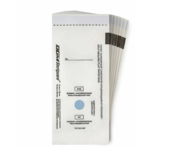 kraft paket dgm steriguard s indikatorami belyj75h150 mm 100 sht upk 601 673 chistove