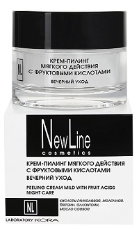 nl krem piling dlya lica myagkogo dejstviya s fruktovymi kislotami vechernij uhod 50 ml new line rossiya