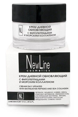 nl krem dlya lica dnevnoj obnovlyayushchij s fitopeptidami i morskim kollagenom 50 ml new line rossiya