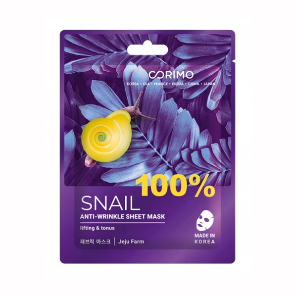 corimo maska dlya lica tkanevaya mucin ulitki antivozrastnaya 100 snail 22gr