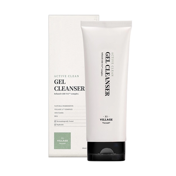 village 11 factory active clean gel cleanser ochishchayushchij gel dlya umyvaniya s aha i bha kislotami dlya zh