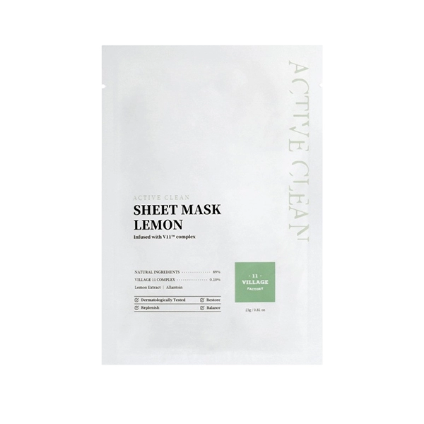 village 11 factory active clean sheet mask lemon antivozrastnaya tkanevaya maska dlya lica s ekstraktom
