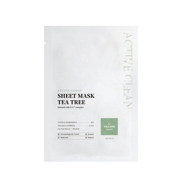 village 11 factory active clean sheet mask tea tree antivozrastnaya tkanevaya maska dlya lica s ekstrak