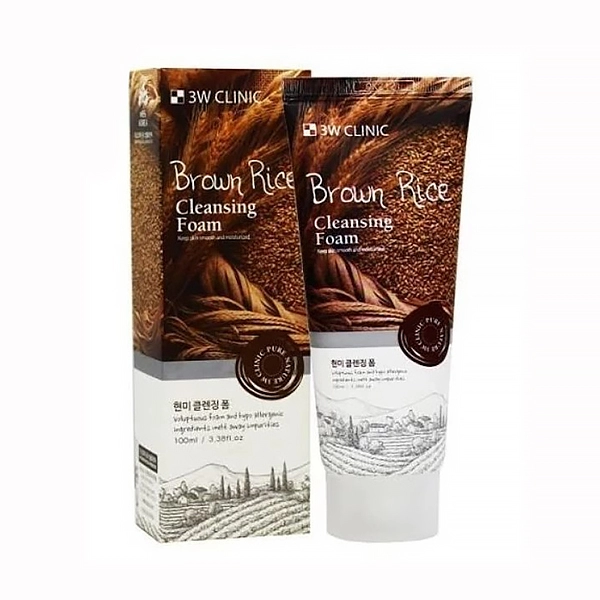 3w clinic brown rice cleansing foam ochishchayushchaya penka s ekstraktom burogo risa 100ml