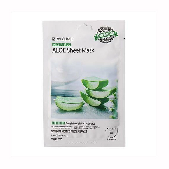 3w clinic essential up aloe sheet mask tkanevaya maska dlya lica s ekstraktom aloe 1sht