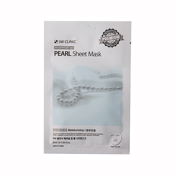 3w clinic essential up pearl sheet mask tkanevaya maska dlya lica s zhemchugom 25ml