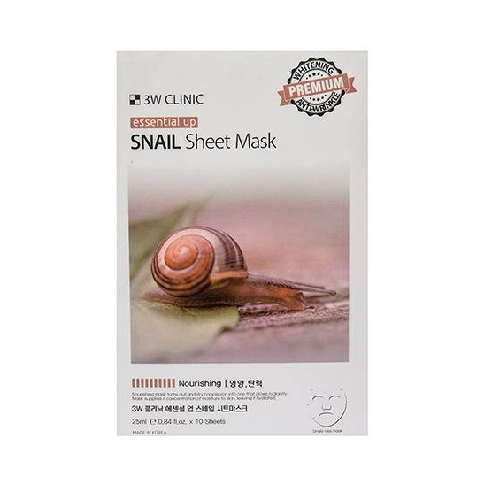 3w clinic essential up snail sheet mask tkanevaya maska dlya lica s mucinom ulitki 1sht