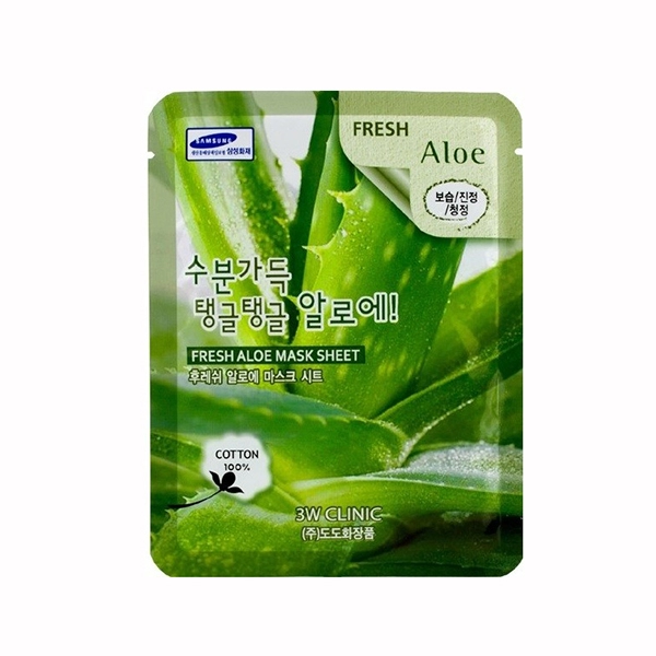 3w clinic fresh aloe mask sheet tkanevaya maska dlya lica s ekstraktom aloe 23ml