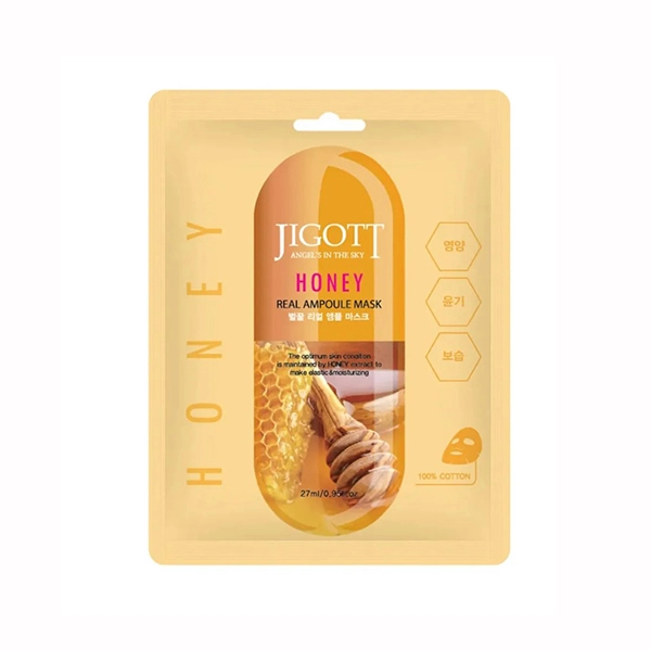 jigott honey real ampoule mask tkanevaya maska dlya lica s myodom 27ml