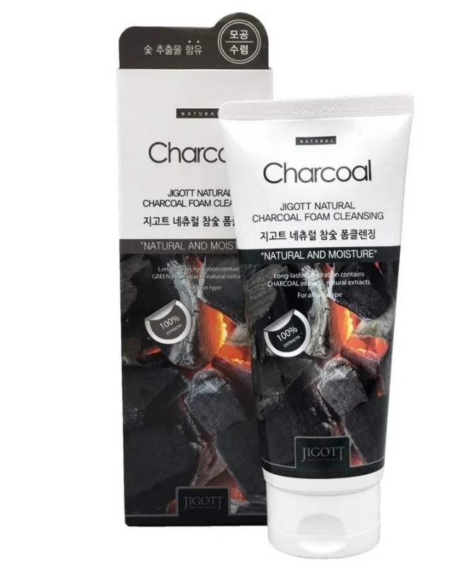 jigott natural charcoal foam cleansing penka dlya umyvaniya s ekstraktom drevesnogo uglya 180ml