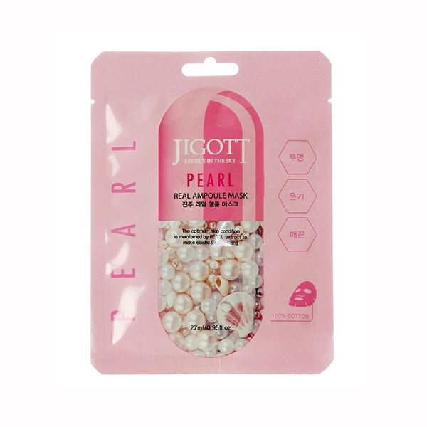 jigott pearl real ampoule mask tkanevaya maska dlya lica s zhemchugom 27ml