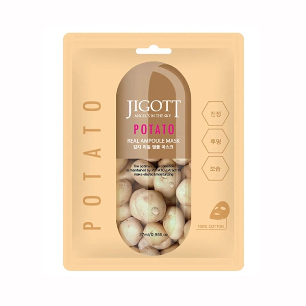 jigott potato real ampoule mask tkanevaya maska dlya lica s ekstraktom kartofelya 27ml