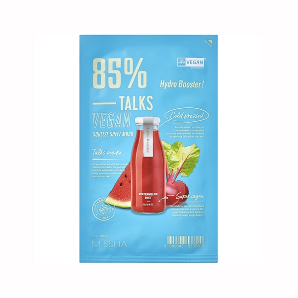 missha talks vegan squeeze hydro booster maska antistress dlya lica s ekstraktami arbuza i svekly 27