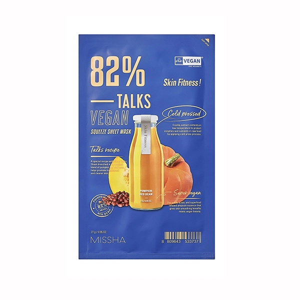missha talks vegan squeeze skin fitness maska osvezhayushchaya dlya gladkosti kozhi s ekstraktami tykvy i kr
