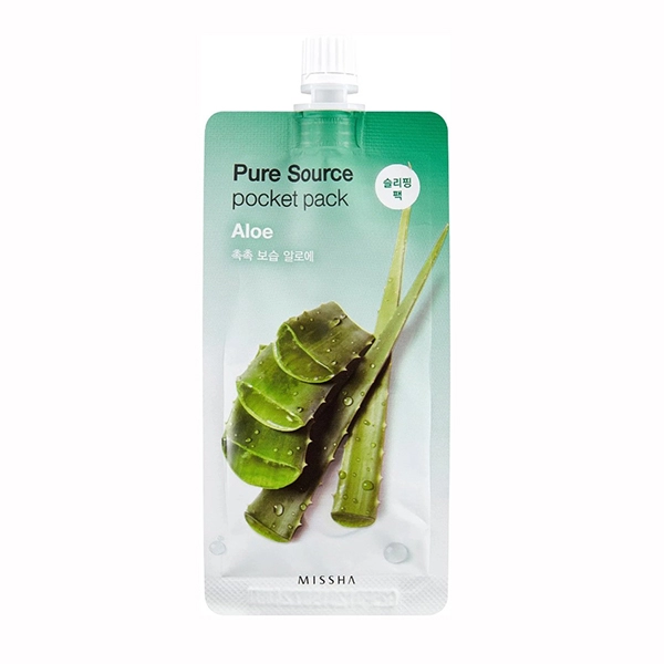 pure source pocket pack maska kremovaya nochnaya s ekstraktom aloe 10 ml missha yuzhnaya koreya