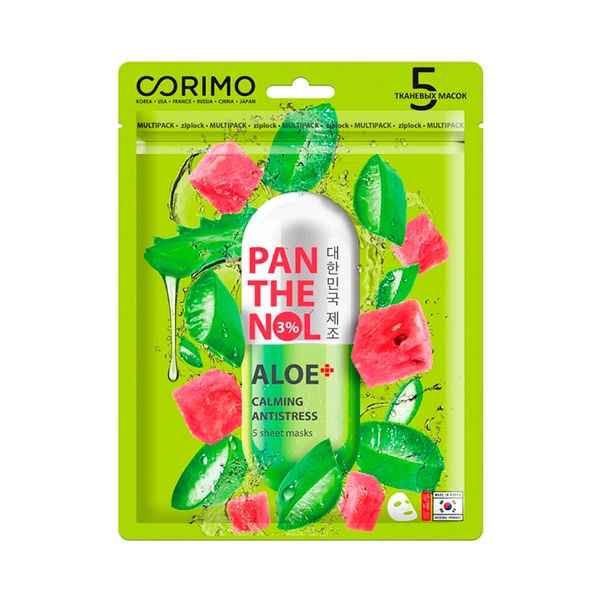 corimo maska dlya lica tkanevaya aloe pantenol lipidovosstanavlivayushchaya 5sht70g corimo yuzhnaya koreya