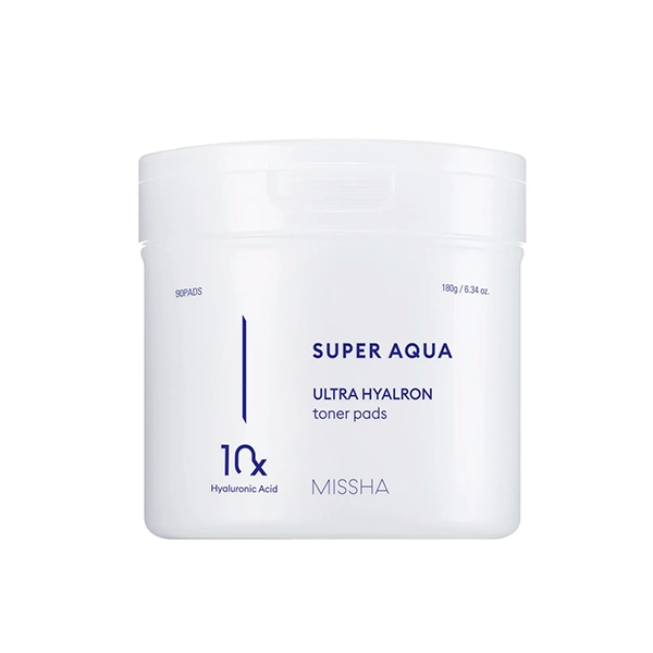 missha aqua ultra hyalron uvlazhnyayushchie toner pedy dlya lica 90sht