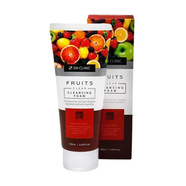 penka dlya umyvaniya s ekstraktom fruktov clinic fruits clear cleansing foam 180ml 3w clinic yuzhnaya koreya