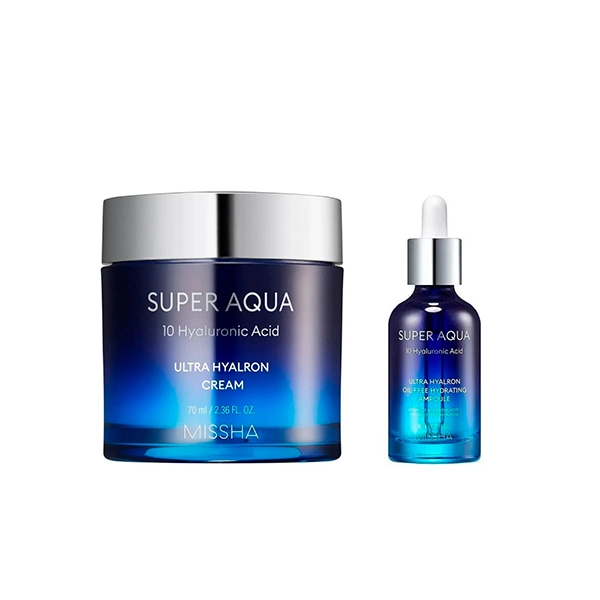 aqua ultra hyalron promoset uvlazhnyayushchij krem dlya lica syvorotka dlya uvlazhneniya 70ml 47ml missha yuzhnaya koreya