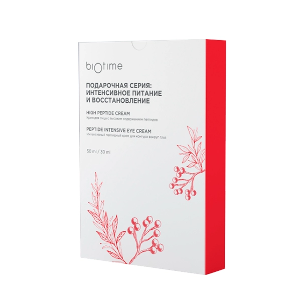 podarochnaya seriya biotime intensivnoe pitanie i vosstanovlenie krem dlya lica s peptidami krem vokrug glaz 50 ml30 ml biotime rossiya