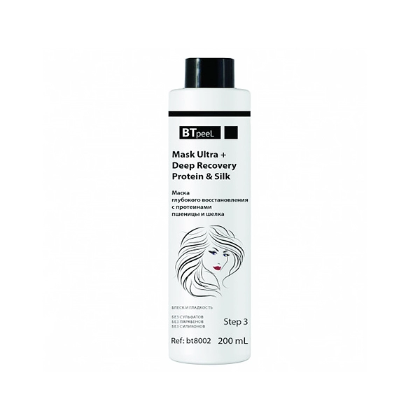maska glubokogo vosstanovleniya volos s proteinami pshenicy i shelka 200 ml btpeel rossiya