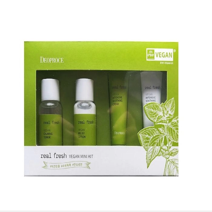nabor uvlazhnyayushchij nabor miniatyur real fresh vegan mini kit 4 sht deoproce yuzhnaya koreya
