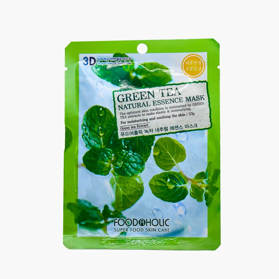 maska dlya lica s ekstraktom zelenogo chaya 23 gr foodaholic natural koreya