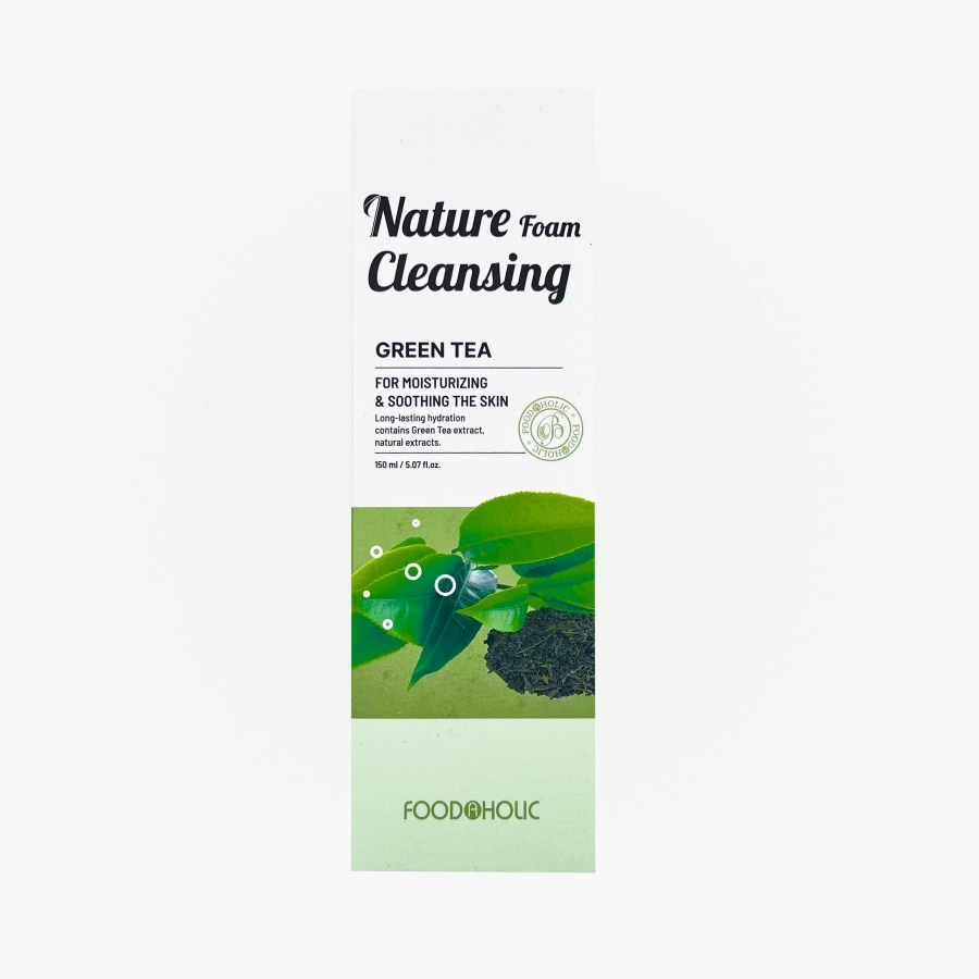 uvlazhnyayushchaya penka dlya umyvaniya s ekstraktom zelenogo chaya nature foam cleansing 150 ml foodaholic natural koreya