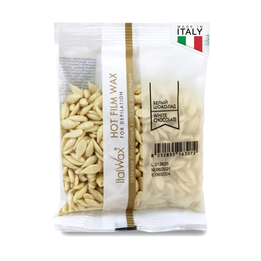  vosk goryachij plenochnyj italwax belyj shokolad granuly 500 gr paket 500 gr italwax italiya