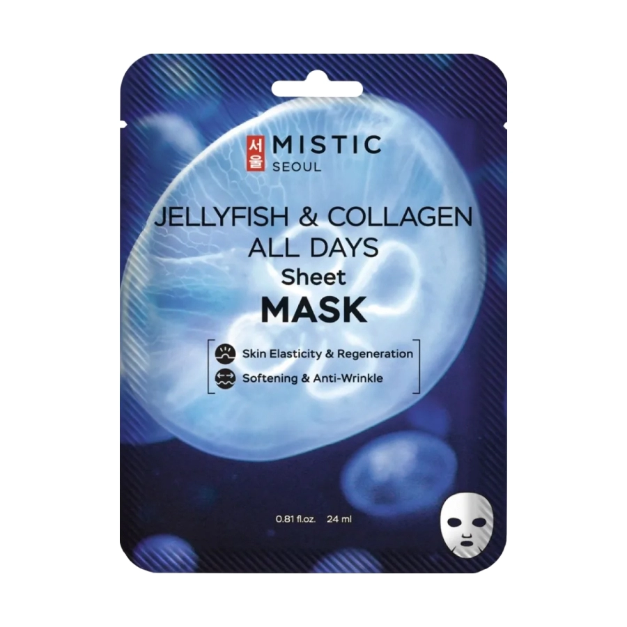 mistic jellyfish collagen all tkanevaya maska dlya lica s kollagenom meduzy 24 ml 24 ml mistic yuzhnaya koreya