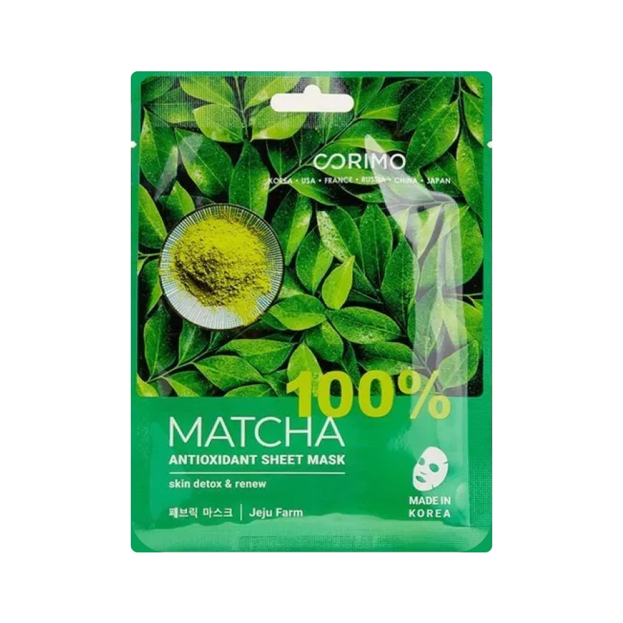 corimo maska dlya lica tkanevaya matcha antioksidantnaya 100 22 gr 22 gr corimo koreya