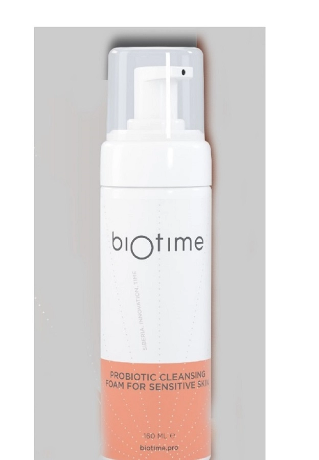 ochishchayushchaya penka dlya chuvstvitelnoj kozhi s probiotikami marki biotajm flakon 160ml 160 ml biotime rossiya