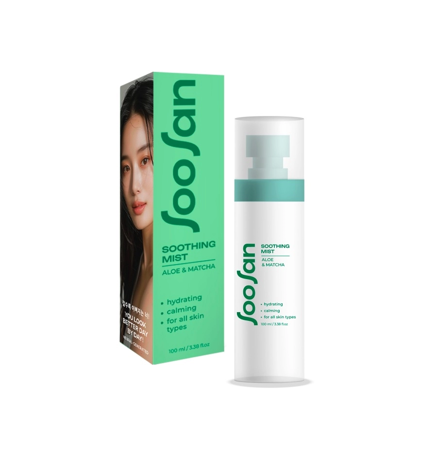 uspokaivayushchij mist dlya lica s ekstraktami aloe i matcha 100ml 100 ml soosan respublika koreya