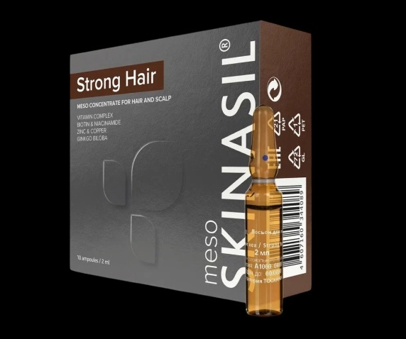 mezo koncentrat dlya volos i kozhi golovy strong hair amp 2ml 2 ml skinasil rossiya