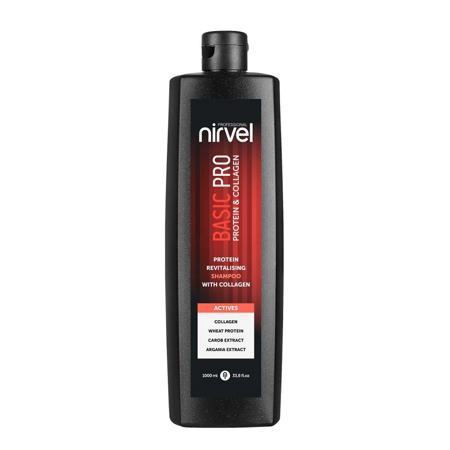 shampun vosstanavlivayushchij s proteinom i kollagenom nirvel basic pro 1000 ml nirvel italiya